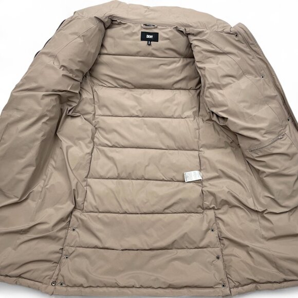DKNY Long Hooded Puffer Winter Coat Jacket Parka Women's XL Beige Removable Hood - Picture 11 of 11